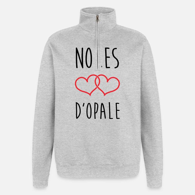 noces d'opale 21 ans d'amour - Sweat à zip 1/4 - gris chiné