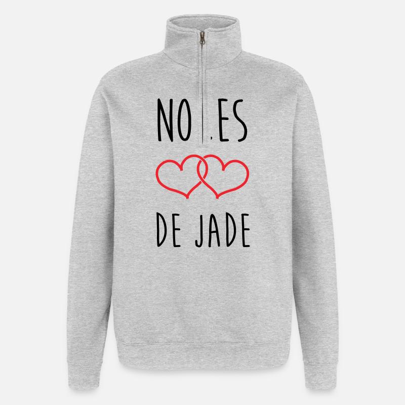 noces de jade 26 ans d'amour - Sweat à zip 1/4 - gris chiné
