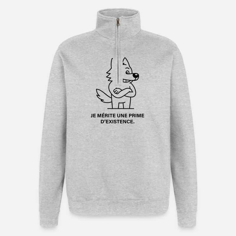 Prime d'existence du loup arrogant - Sweat à zip 1/4 - gris chiné