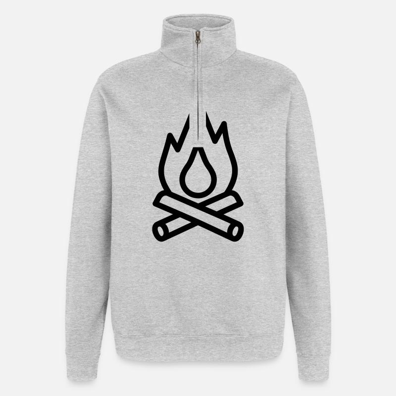 feu de camp - Sweat à zip 1/4 - gris chiné