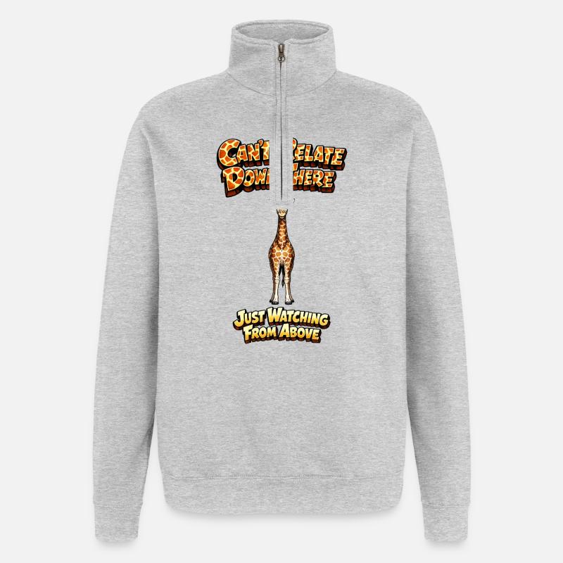 Giraffe über Meme Tee - Quarter-Zip-Sweatshirt - Grau meliert