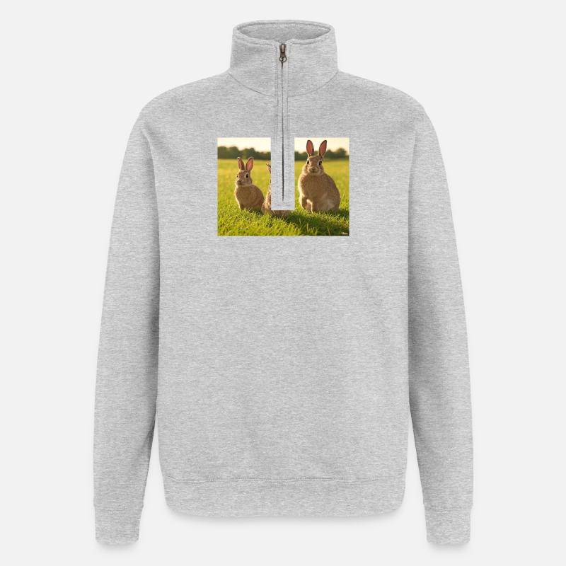 Trio du Printemps - Sweat à zip 1/4 - gris chiné
