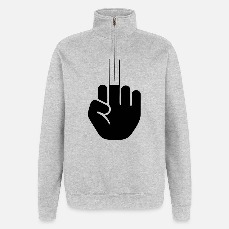 Middle finger - Quarter-Zip Sweatshirt - heather grey