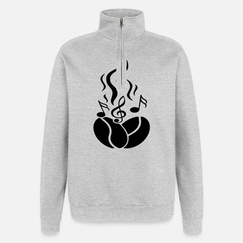 Kaffeebohnen mit Noten - Quarter-Zip-Sweatshirt - Grau meliert