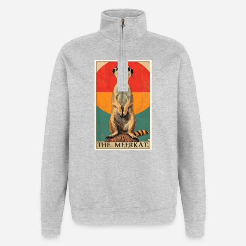 Meerkat Erdmännchen - Quarter-Zip-Sweatshirt - Grau meliert