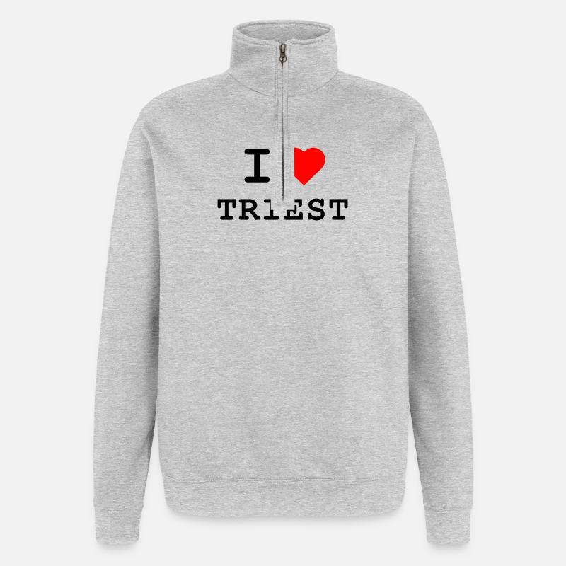J’adore Trieste - J’aime Trieste - Sweat à zip 1/4 - gris chiné