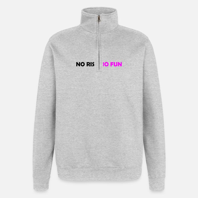 No Risk No Fun  - Sweat à zip 1/4 - gris chiné