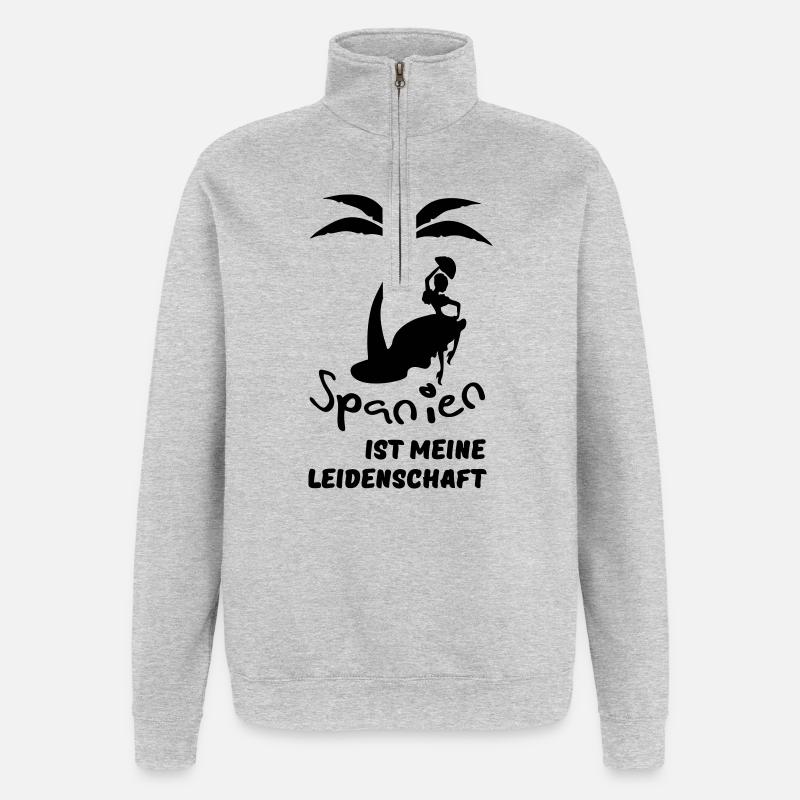 Spanien - meine Leidenschaft Urlaub Geschenk - Quarter-Zip-Sweatshirt - Grau meliert