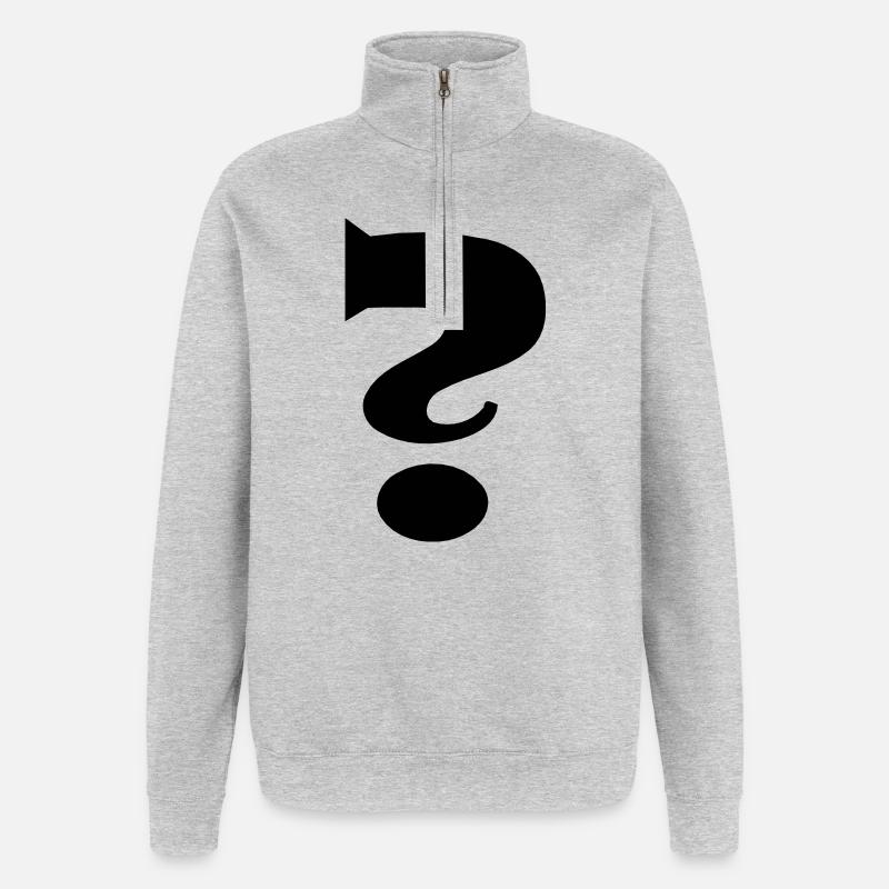 Point d'interrogation - Sweat à zip 1/4 - gris chiné
