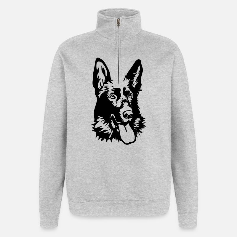 Deutscher Schäferhund Kopf - Quarter-Zip-Sweatshirt - Grau meliert