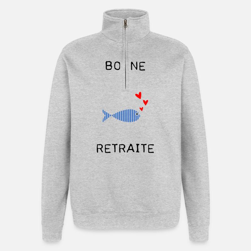 RETRAITE. BONNE RETRAITE. JOYEUSE RETRAITE - Sweat à zip 1/4 - gris chiné