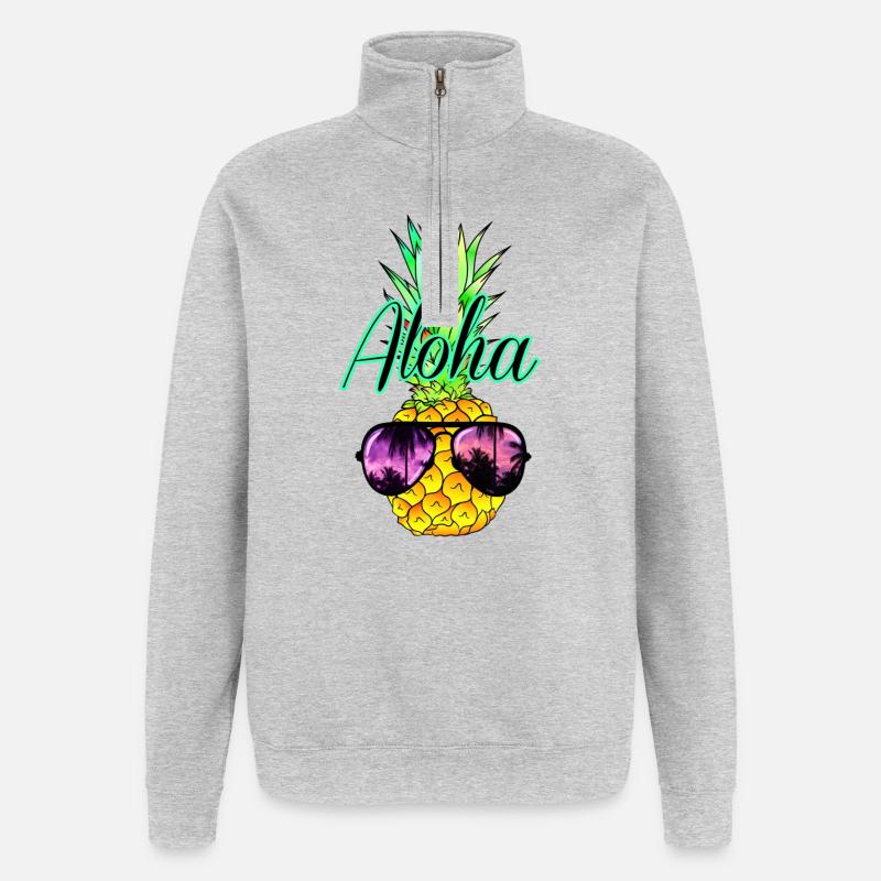 Ananas Aloha - Quarter-Zip-Sweatshirt - Grau meliert