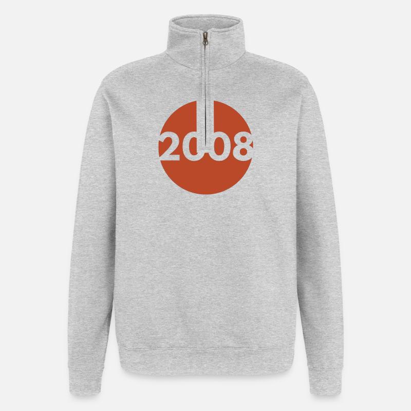 2008 Orange Rétro - Sweat à zip 1/4 - gris chiné