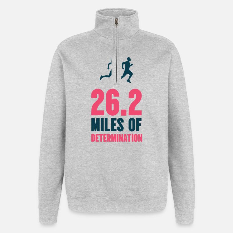 Marathon - 26,2 miles de détermination - Sweat à zip 1/4 - gris chiné
