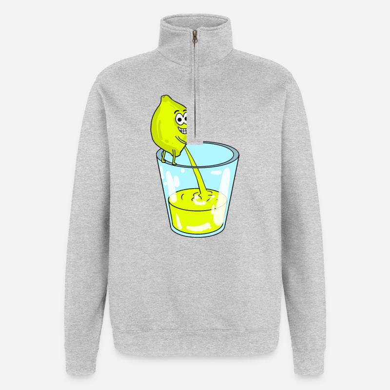 Citron - Sweat à zip 1/4 - gris chiné