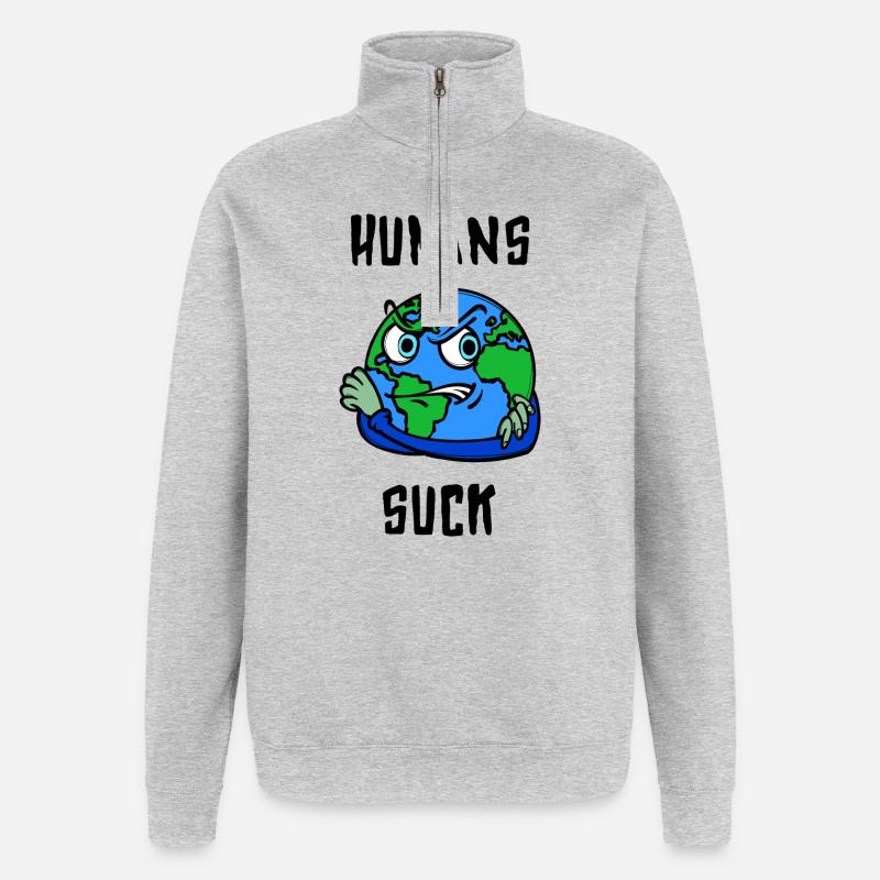 Mutter Erde Statement Erderwärmung Klimaschutz - Quarter-Zip-Sweatshirt - Grau meliert