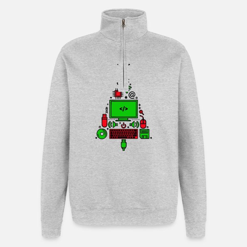 Code Computer Code Debug Skripting Programmierer - Quarter-Zip-Sweatshirt - Grau meliert