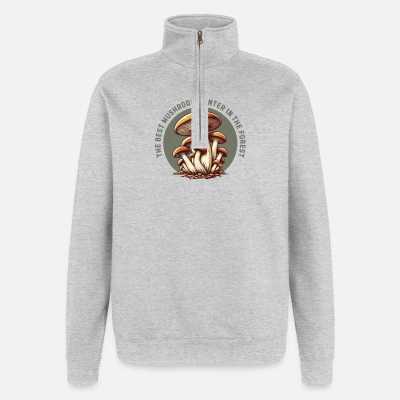 Der beste Pilzjäger im Wald - Quarter-Zip-Sweatshirt - Grau meliert