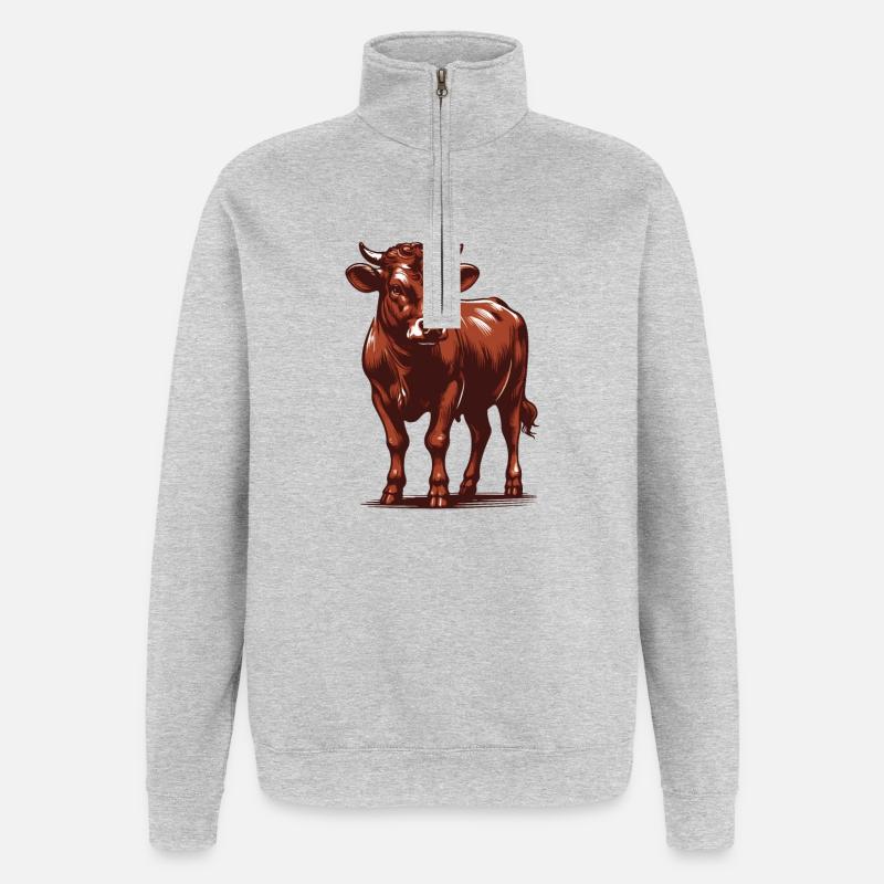 Rind - Quarter-Zip-Sweatshirt - Grau meliert