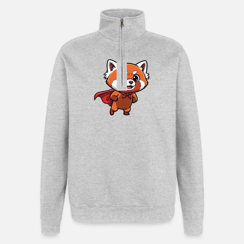 Conception de chaton de super-héros - Sweat à zip 1/4 - gris chiné