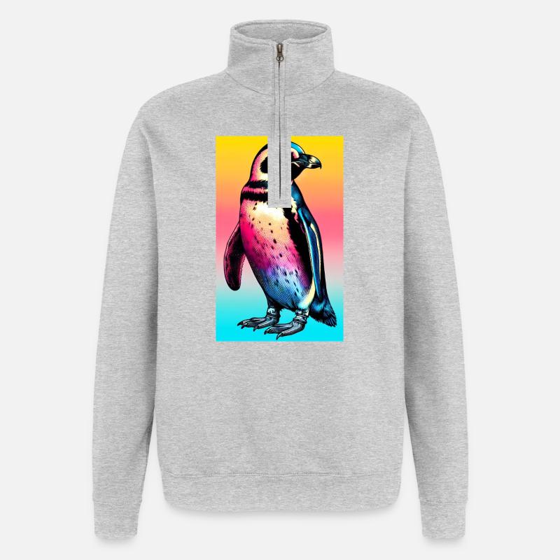 Pinguin - Quarter-Zip-Sweatshirt - Grau meliert