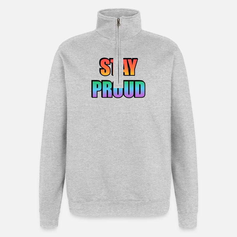 Stay Proud Gradient Text Design - Quarter-Zip Sweatshirt - heather grey