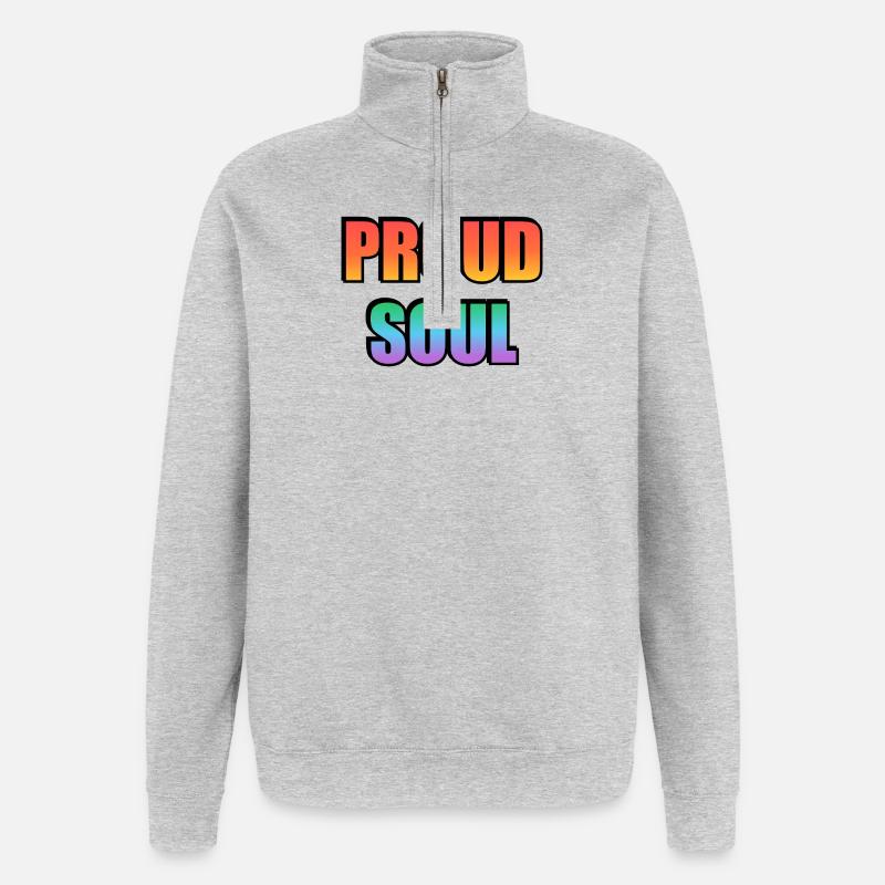 Proud Soul Gradient Typography - Quarter-Zip Sweatshirt - heather grey