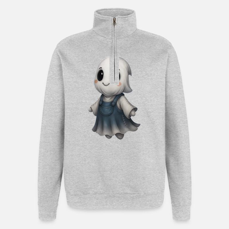 Mignon Ghost Friend Patchwork - Sweat à zip 1/4 - gris chiné