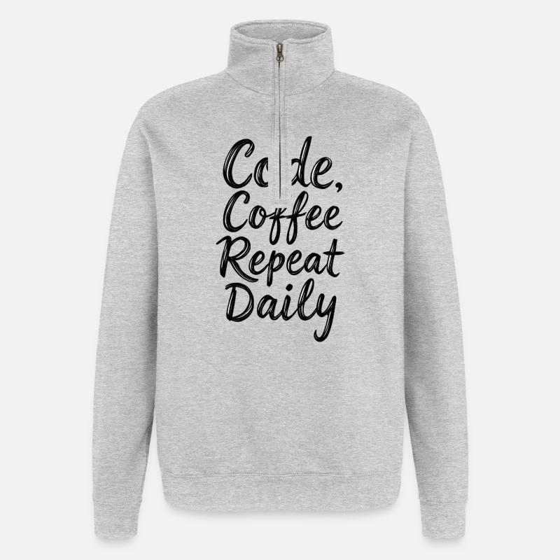 Code Sleep Debug Repeat Programmer Shirt - Sweat à zip 1/4 - gris chiné