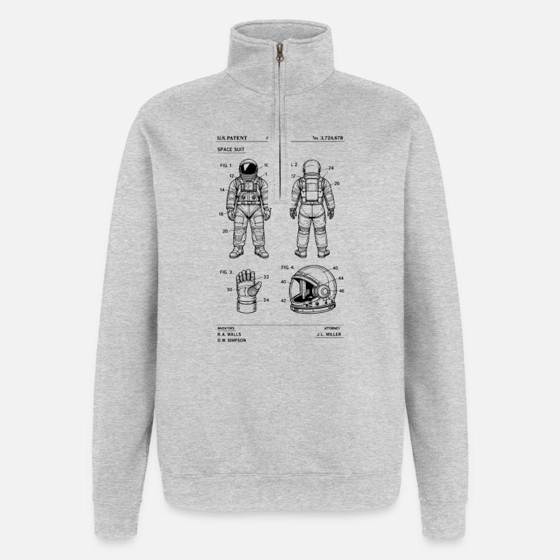 Plan de brevet de combinaison spatiale - Sweat à zip 1/4 - gris chiné