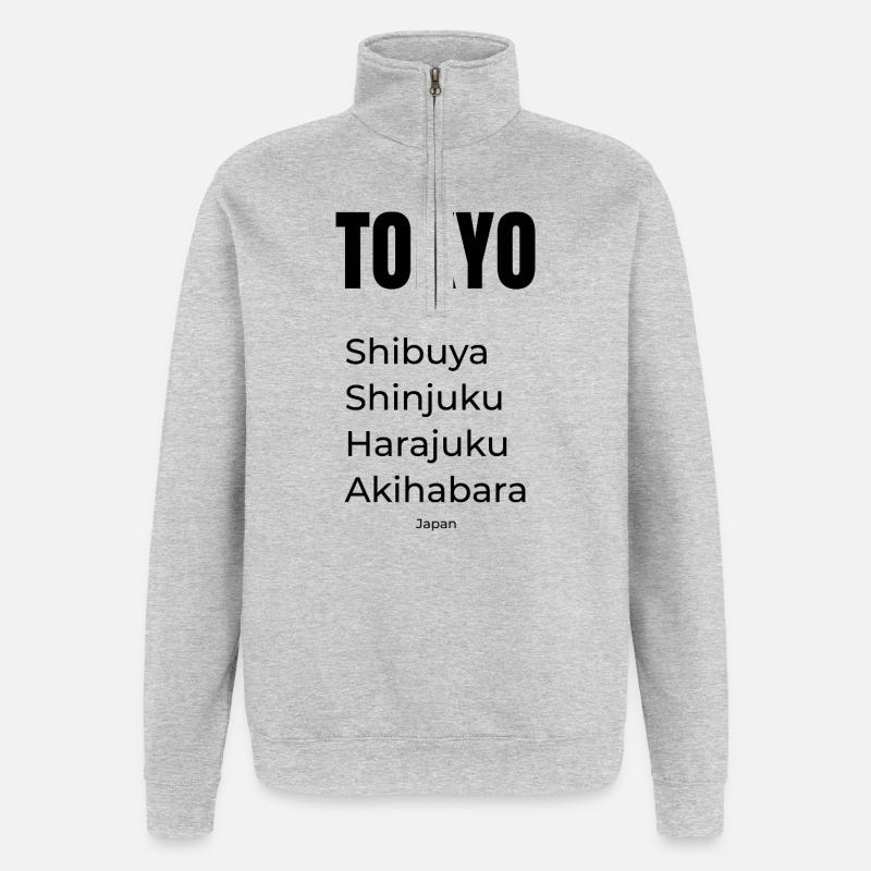 Thé du District de Tokyo - Sweat à zip 1/4 - gris chiné