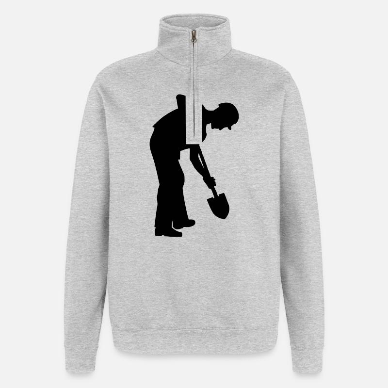 Fleißiger Bodenarbeiter – Grabteam - Quarter-Zip-Sweatshirt - Grau meliert