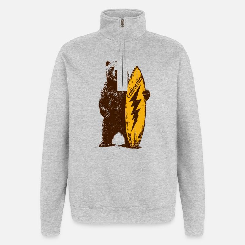 California Surf Bär - Quarter-Zip-Sweatshirt - Grau meliert