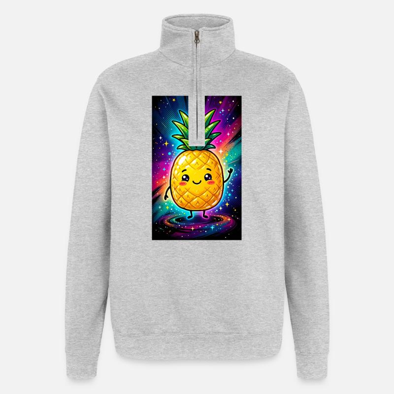 Ananas - Sweat à zip 1/4 - gris chiné