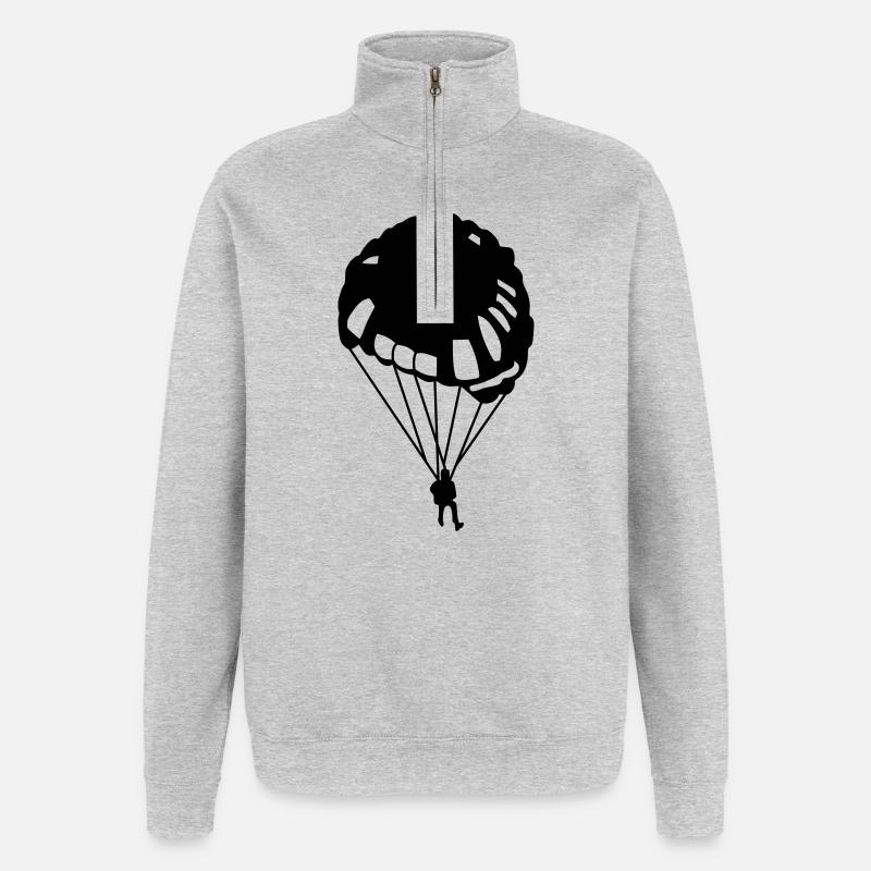 Fallschirm - Quarter-Zip-Sweatshirt - Grau meliert