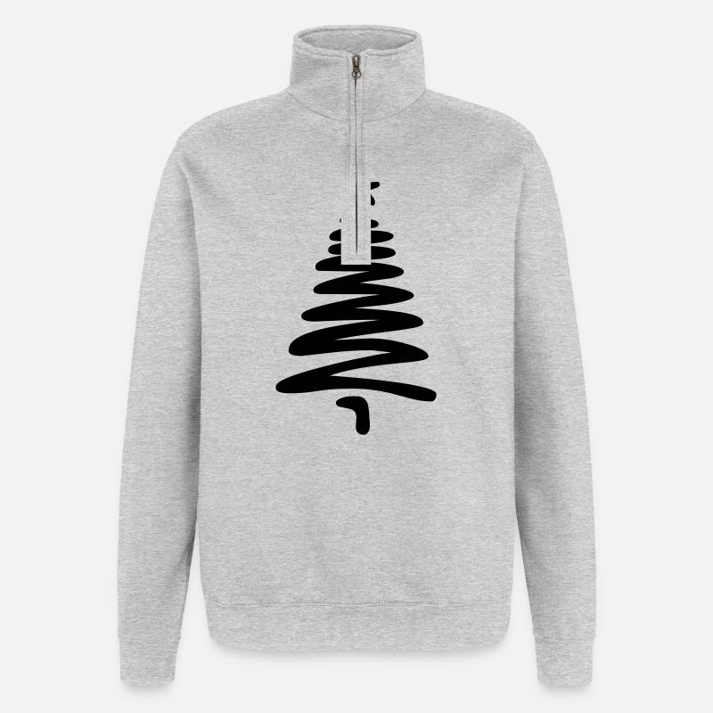Weihnachtsbaum linear handgezeichnet - Quarter-Zip-Sweatshirt - Grau meliert