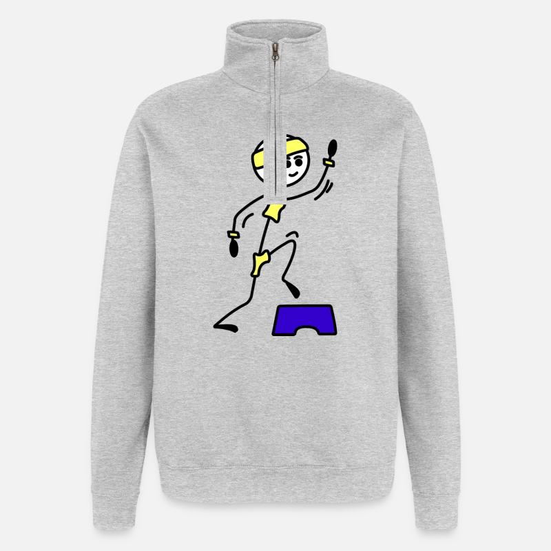 Schritte oder Aerobic Mädchen Trainingsübung - Quarter-Zip-Sweatshirt - Grau meliert