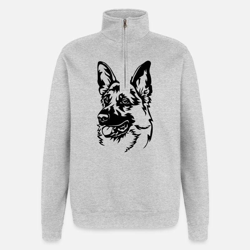 German Shepherd - Quarter-Zip Sweatshirt - heather grey