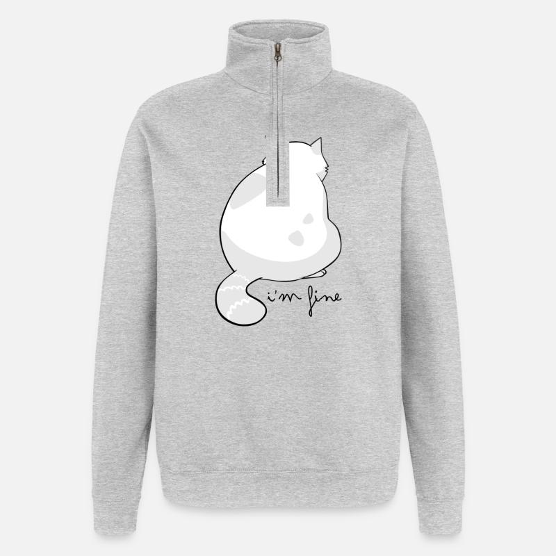 Backview Fluffy Cat Silhouette - Quarter-Zip Sweatshirt - heather grey
