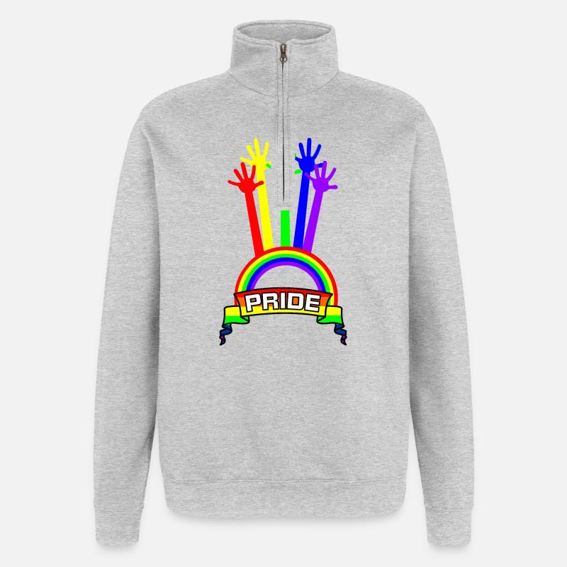 Pride Hände Regenbogen - Quarter-Zip-Sweatshirt - Grau meliert