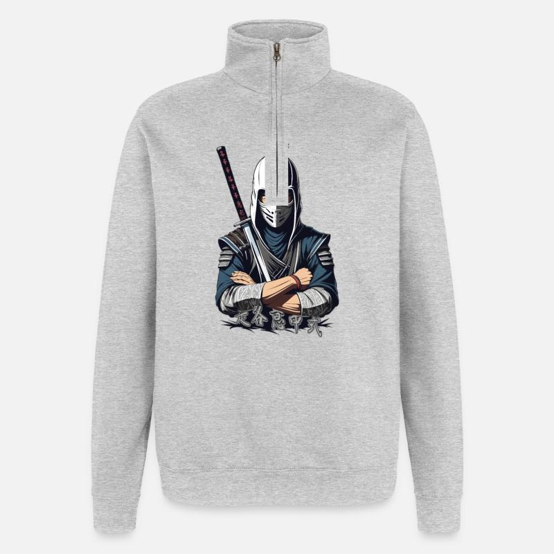 Samurai Warrior - Quarter-Zip Sweatshirt - heather grey
