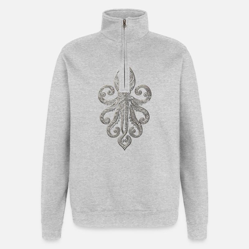 Octopus Ornament Polynesia - Quarter-Zip Sweatshirt - heather grey