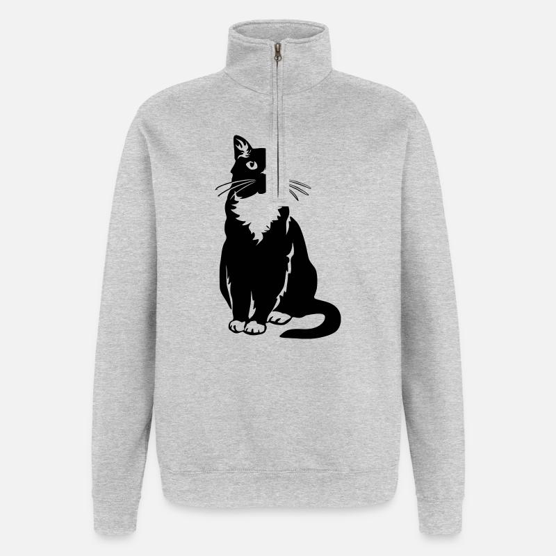 Smoking Chat - Sweat à zip 1/4 - gris chiné