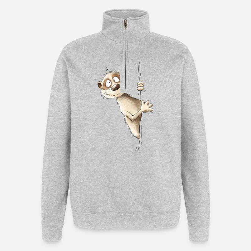 Drolliges Erdmännchen I Wildtier Tiere - Quarter-Zip-Sweatshirt - Grau meliert