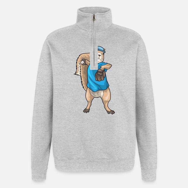 Eichhörnchen Baseball Baseballhandschuh - Quarter-Zip-Sweatshirt - Grau meliert