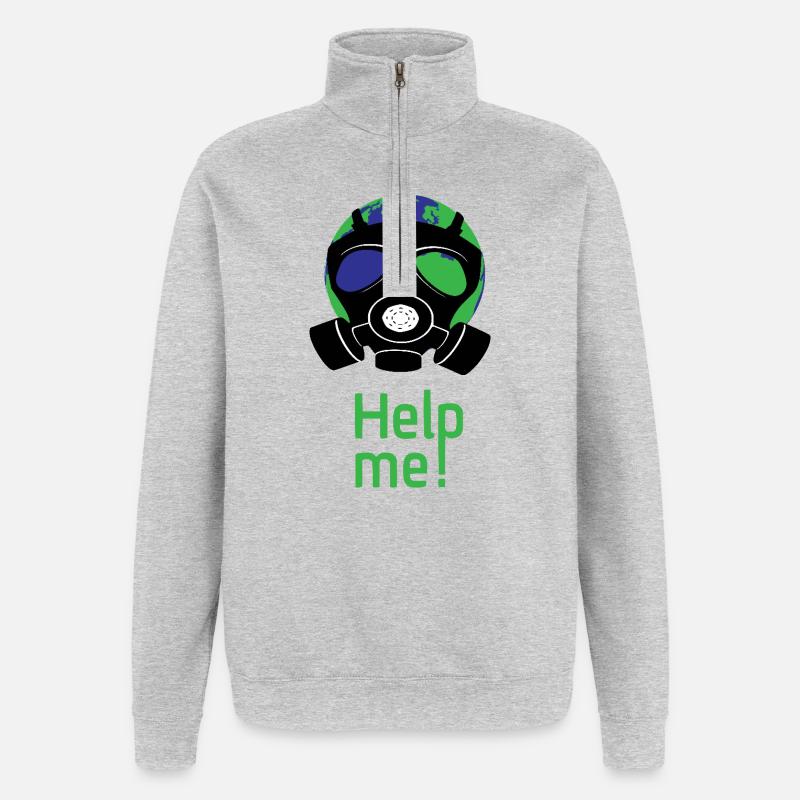 Hilf mir - Quarter-Zip-Sweatshirt - Grau meliert