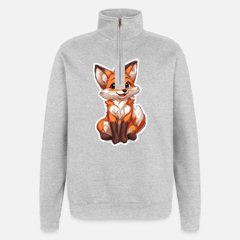 Fuchs - Quarter-Zip-Sweatshirt - Grau meliert