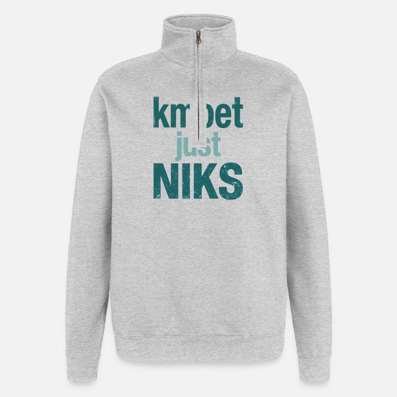 Sie müssen einfach nichts tun - Quarter-Zip-Sweatshirt - Grau meliert