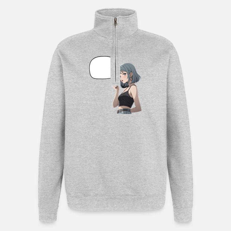 Speech Bubbles Noir Heroine CropTop - Quarter-Zip Sweatshirt - heather grey