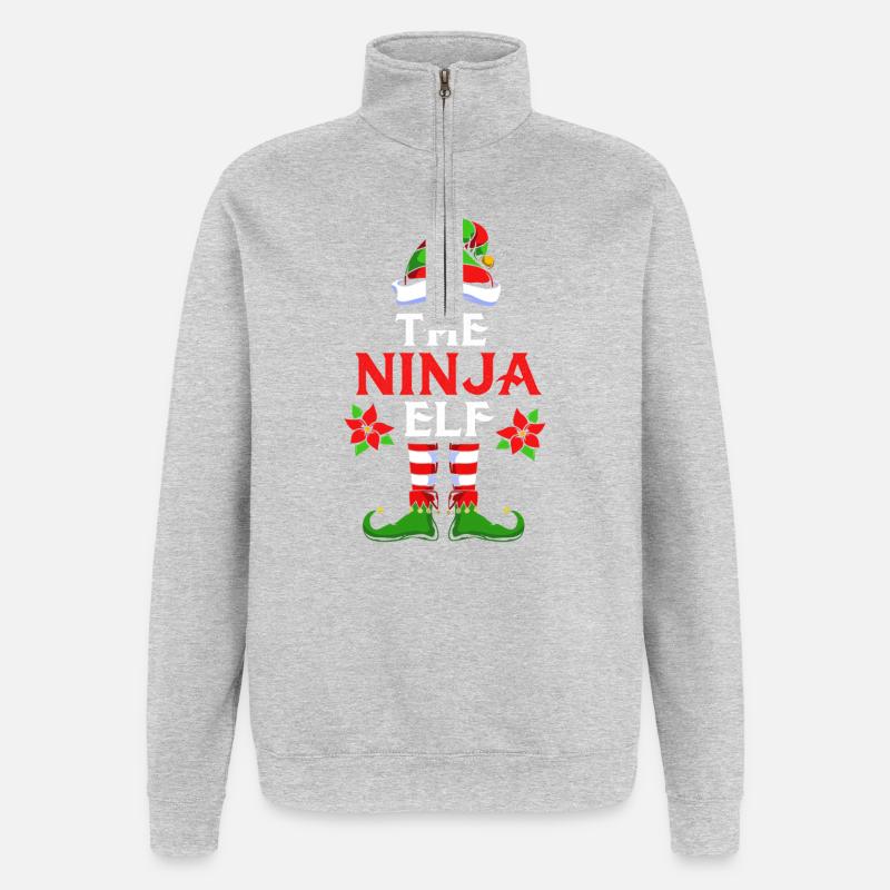 Elf Elf Christmas Gift Ninja - Quarter-Zip Sweatshirt - heather grey